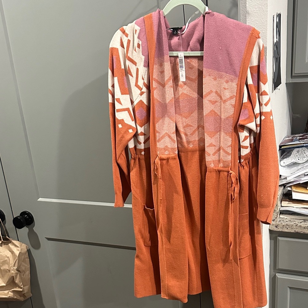 Torrid Pink and Orange Geometric duster Cardigan, thick and buttery soft